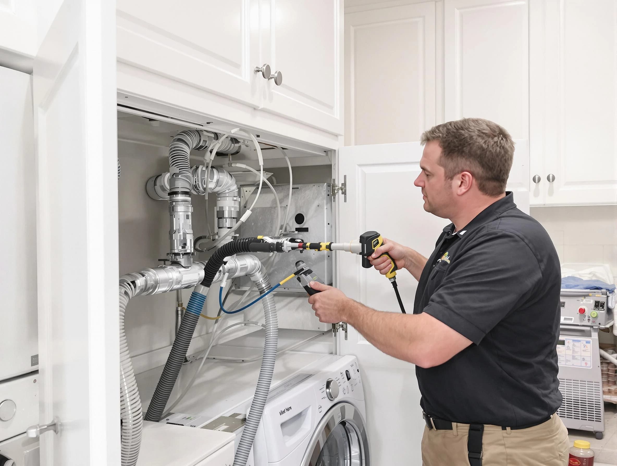 Cecil Dryer Vent Cleaning professional removing severe blockage from a clogged dryer vent in Cecil