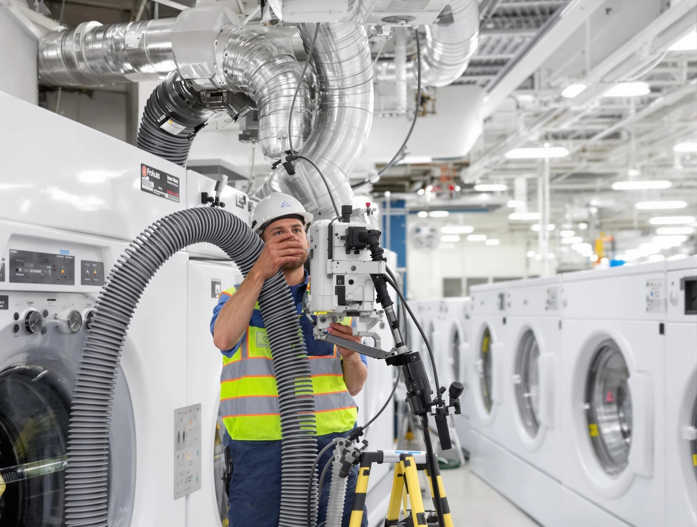 Cecil Dryer Vent Cleaning team performing commercial-grade dryer vent cleaning at a business facility in Cecil